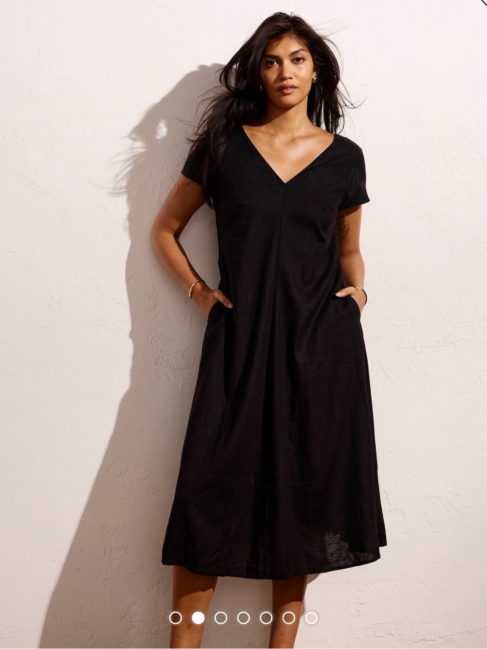 Universal Standard Louvre Bow Back Linen Midi Dress size M